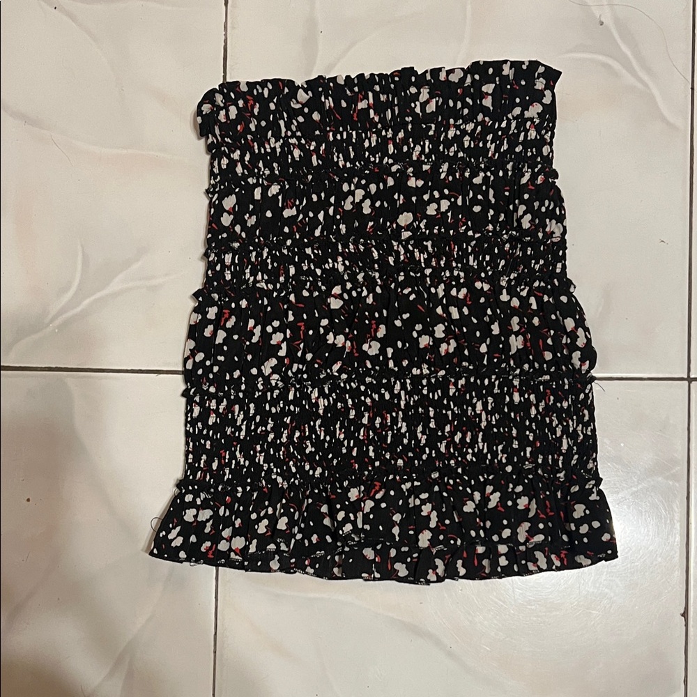 Chic Black and White Smocked Crop Top